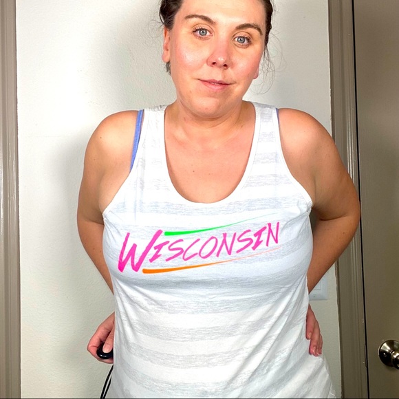 American Apparel Neon Wisconsin grey/white tank - Picture 2 of 5